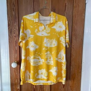 Nike Dri-Fit Wilderness Print UPF 40+ Yellow Golf Polo - Sz XL 💚🎀